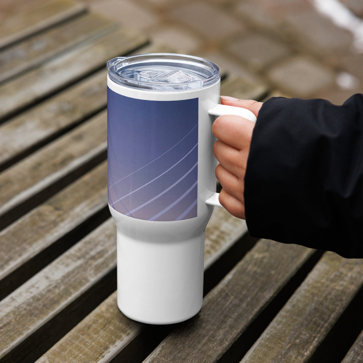 DWTC Sunrise travel mug with a handle